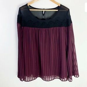 Purple/Black Lace Pleated Top | Torrid